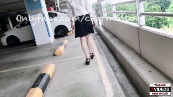 Office girl showing her pussy in public after getting fucked